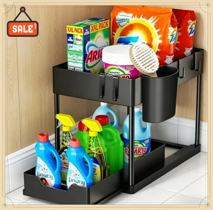 2-Tier Under-Sink Organizer – Sliding Basket