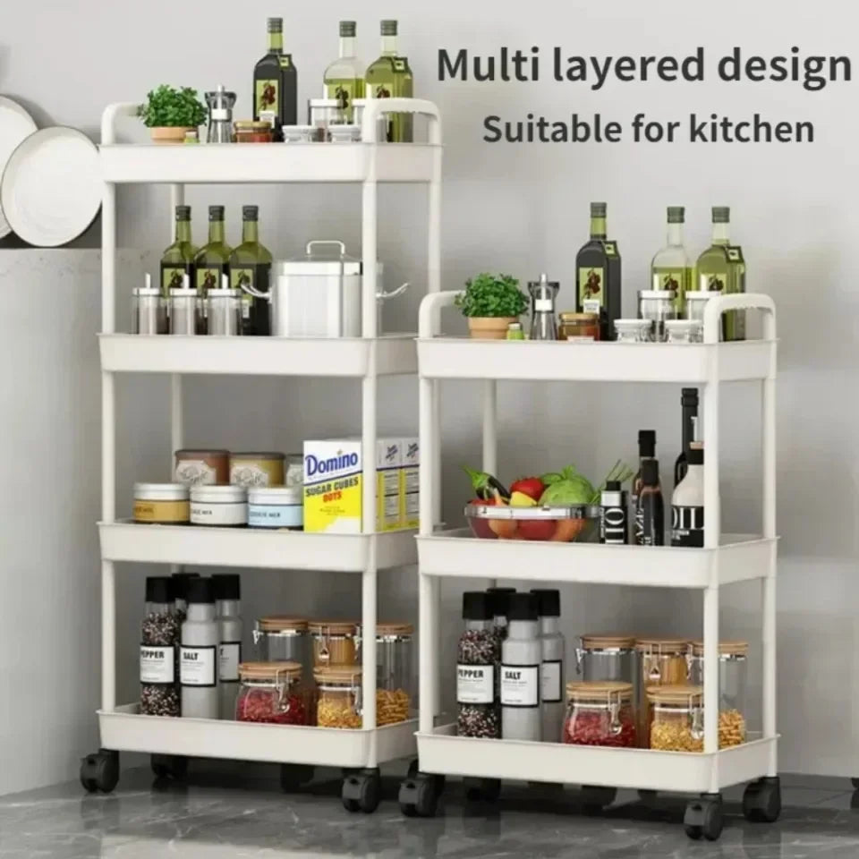 Multi-Tier Kitchen Storage Cart with Wheels