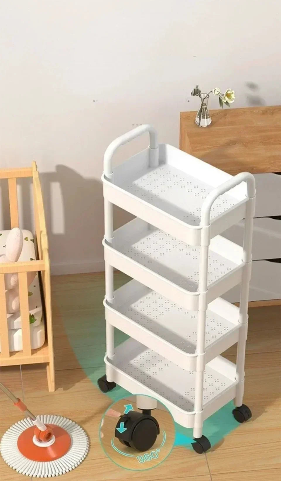 Multi-Tier Kitchen Storage Cart with Wheels