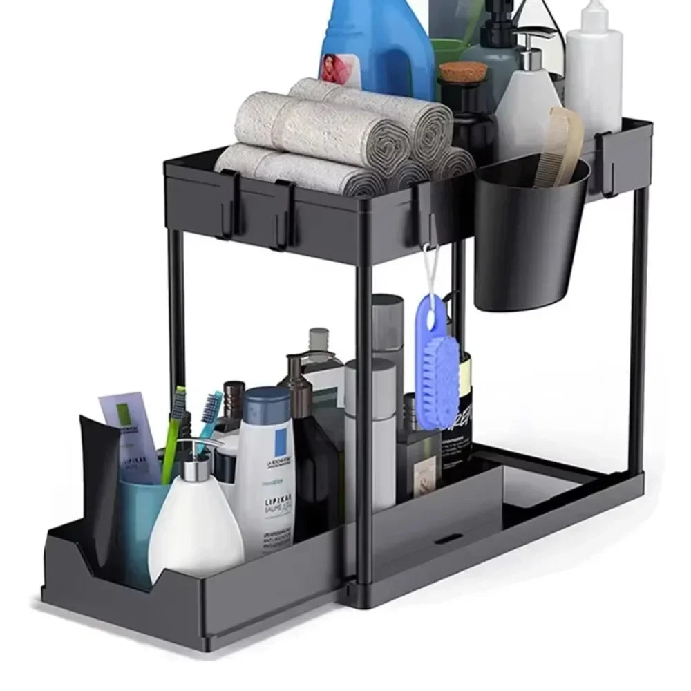 2-Tier Under-Sink Organizer – Sliding Basket