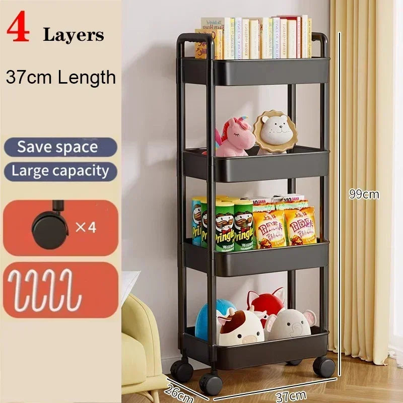 Multi-Tier Kitchen Storage Cart with Wheels