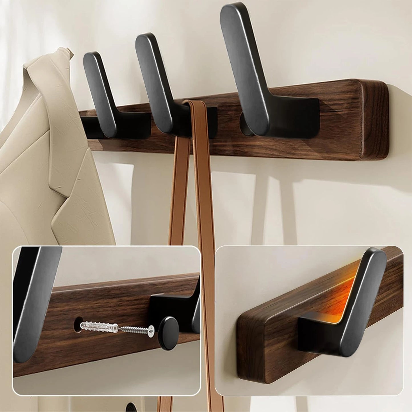 Walnut Wall Coat & Hook Rack