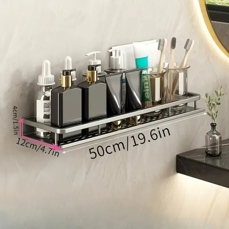 No-Drill Wall Shower Shelf with Hooks