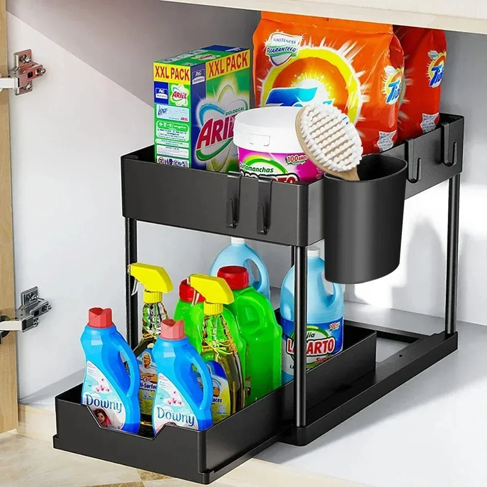 2-Tier Under-Sink Organizer – Sliding Basket