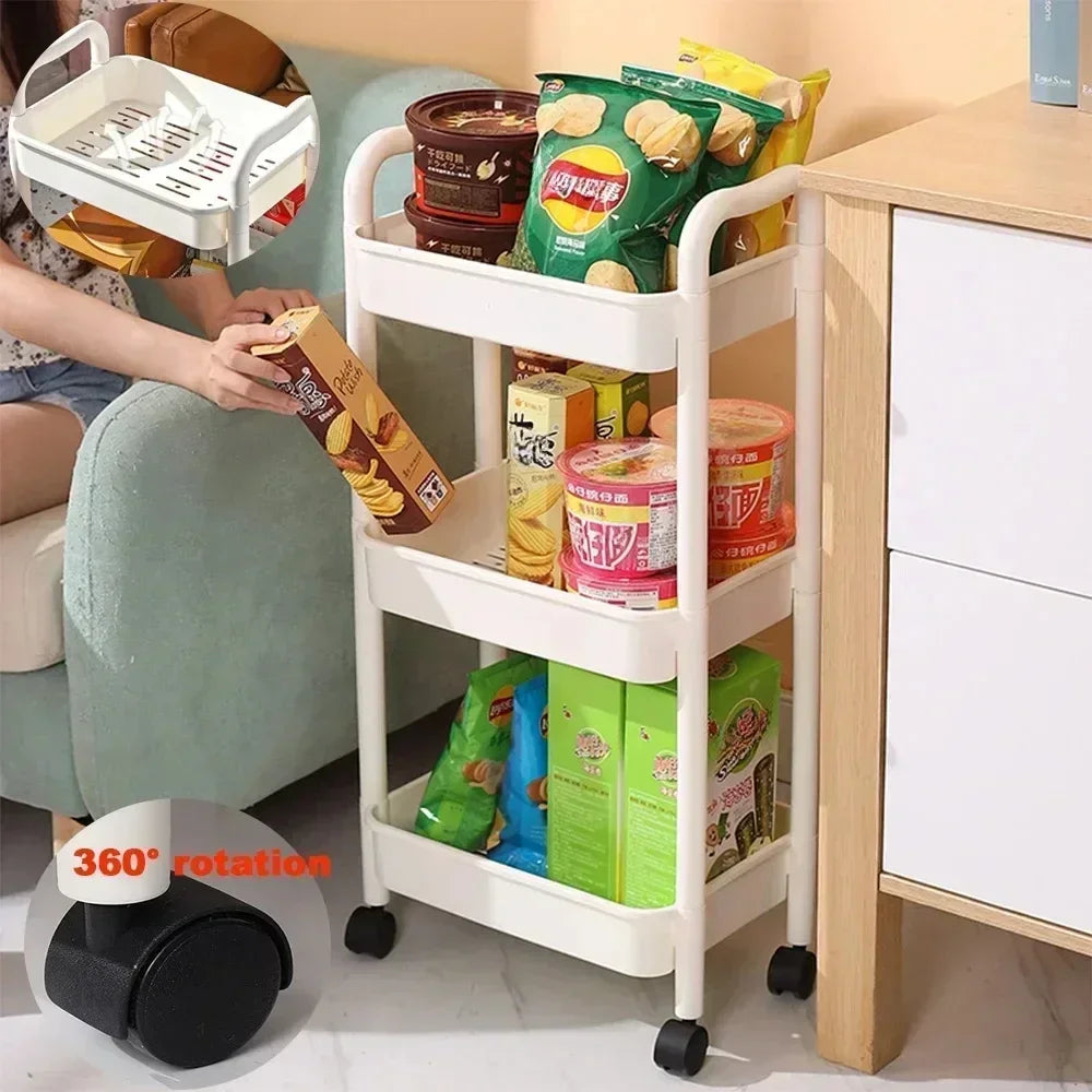 Multi-Tier Kitchen Storage Cart with Wheels