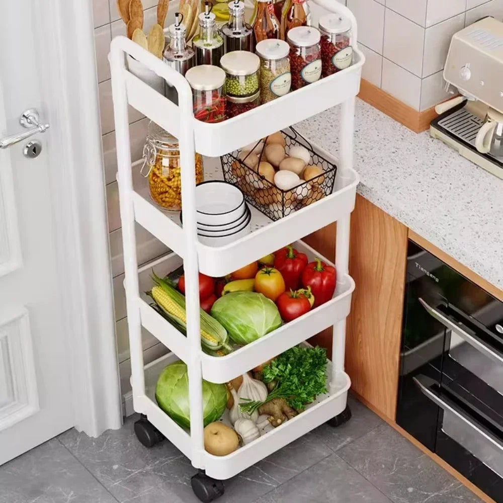 Multi-Tier Kitchen Storage Cart with Wheels