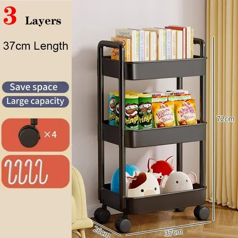 Multi-Tier Kitchen Storage Cart with Wheels