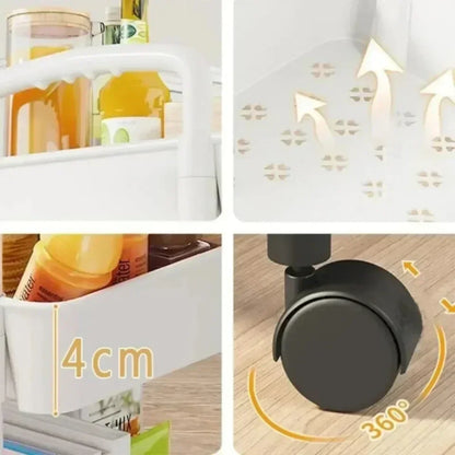 Multi-Tier Kitchen Storage Cart with Wheels
