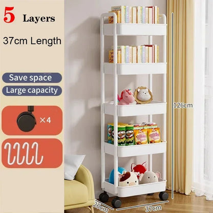 Multi-Tier Kitchen Storage Cart with Wheels
