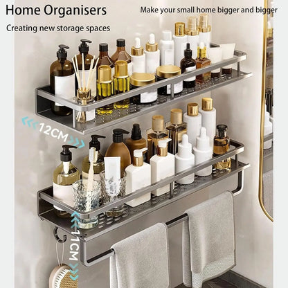 No-Drill Wall Shower Shelf with Hooks
