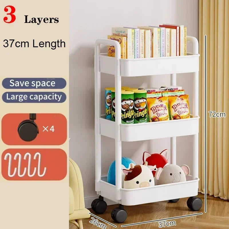 Multi-Tier Kitchen Storage Cart with Wheels