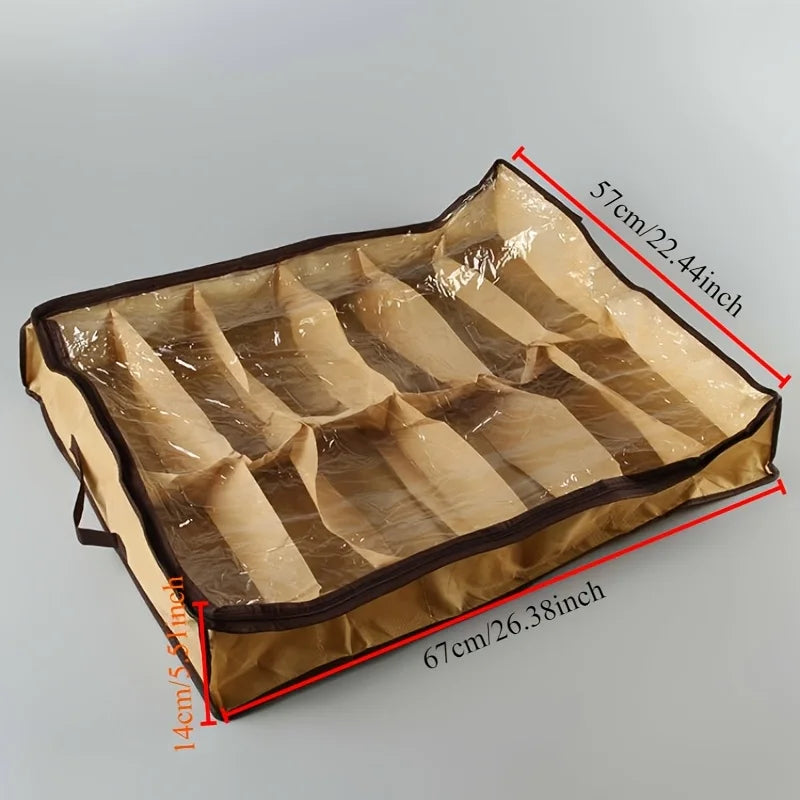 Under-Bed Shoe Organizer – 12 Compartments