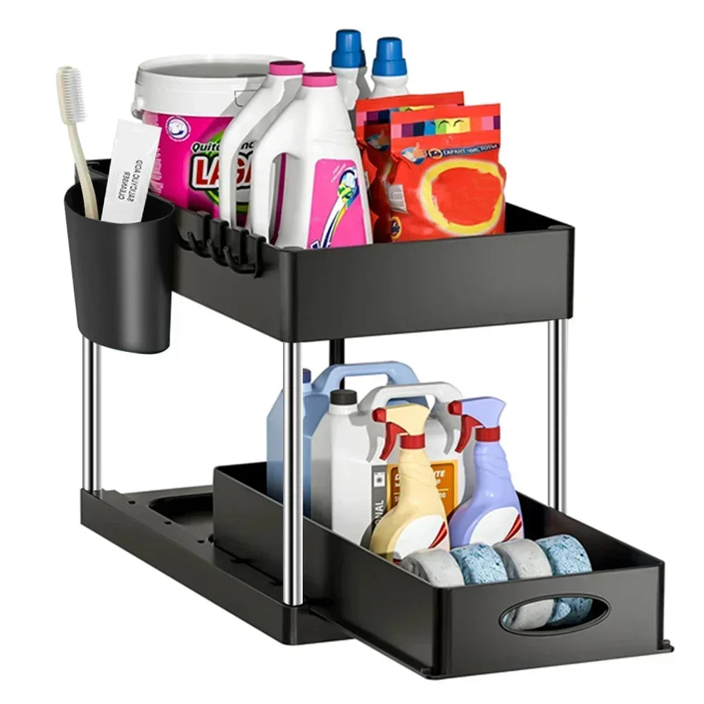 2-Tier Under-Sink Organizer – Sliding Basket