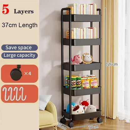 Multi-Tier Kitchen Storage Cart with Wheels