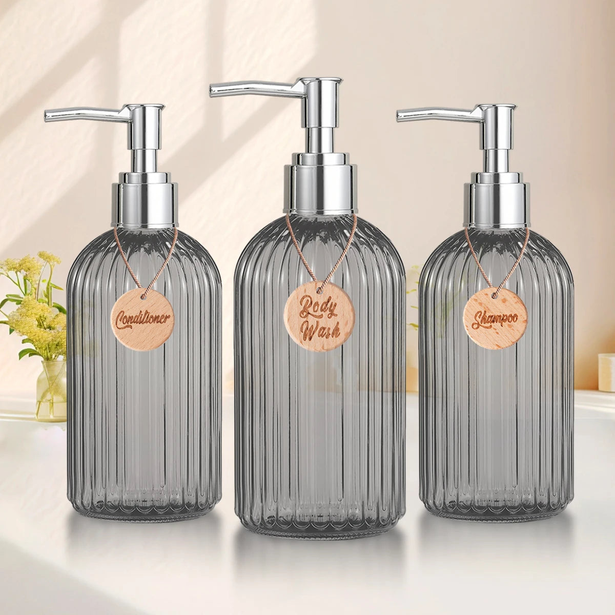 Shower Shampoo & Body Wash Dispenser Set