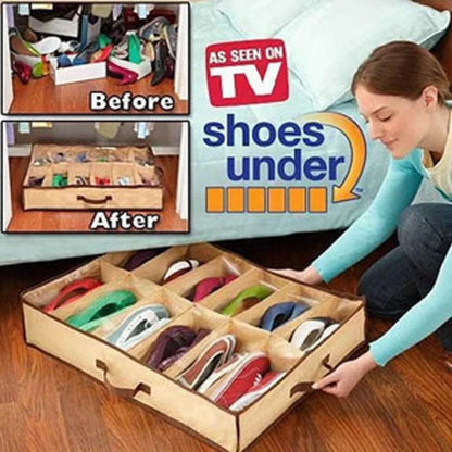 Under-Bed Shoe Organizer – 12 Compartments
