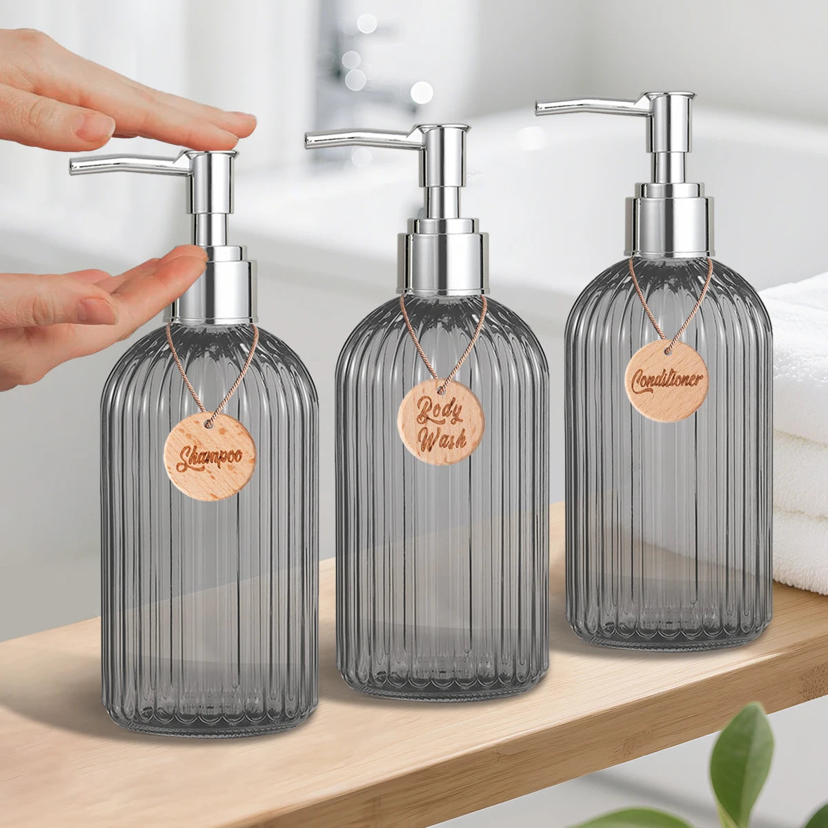 Shower Shampoo & Body Wash Dispenser Set