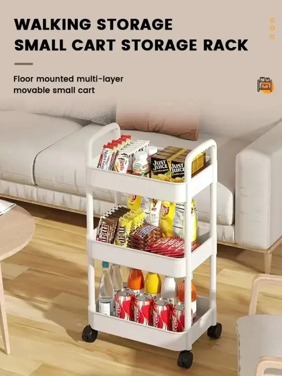 Multi-Tier Kitchen Storage Cart with Wheels