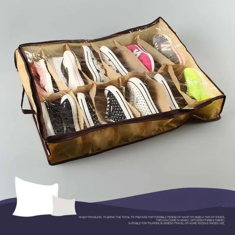 Under-Bed Shoe Organizer – 12 Compartments