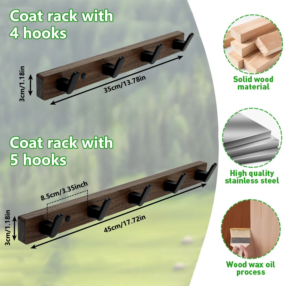 Walnut Wall Coat & Hook Rack