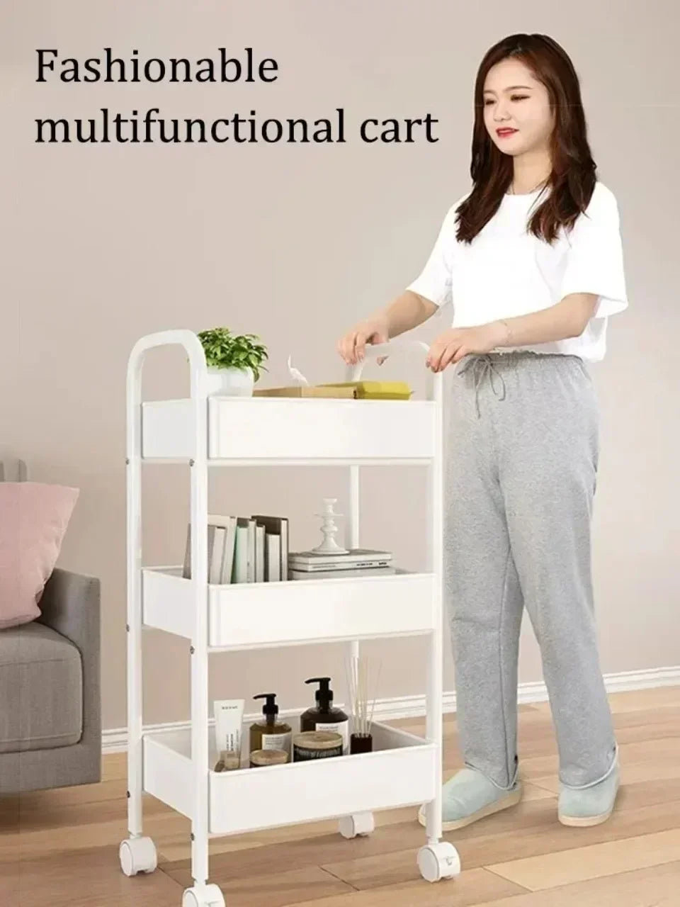 Multi-Tier Kitchen Storage Cart with Wheels