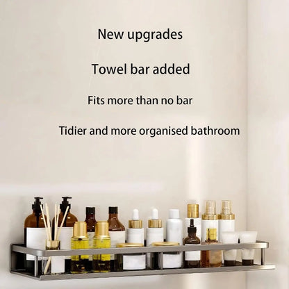 No-Drill Wall Shower Shelf with Hooks