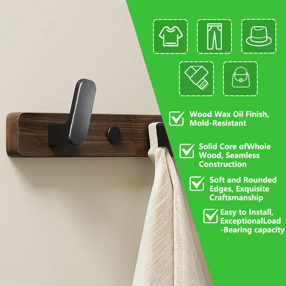 Walnut Wall Coat & Hook Rack