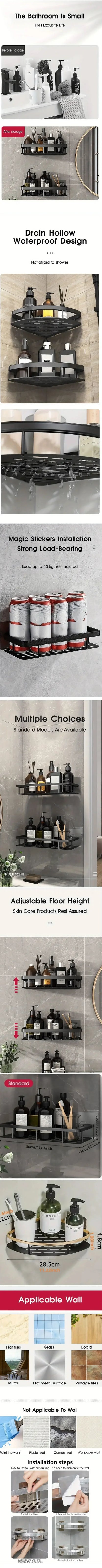 Drill-Free Shower Shelf Rack