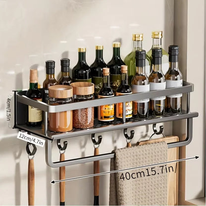 No-Drill Wall Shower Shelf with Hooks