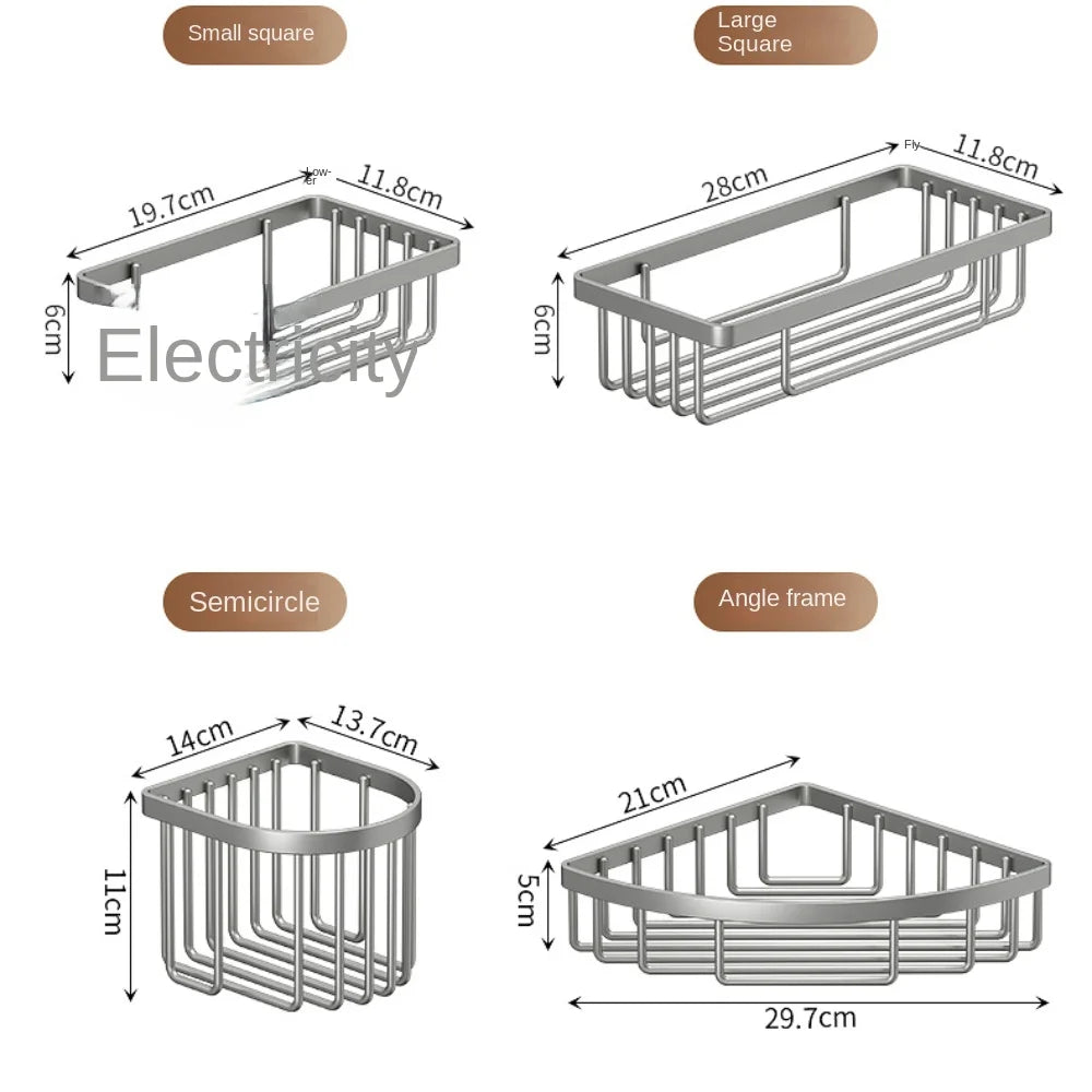 No-Drill Aluminum Shower Shelf